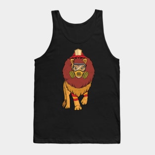 fire brigade fireman lion comic cartoon gift Tank Top